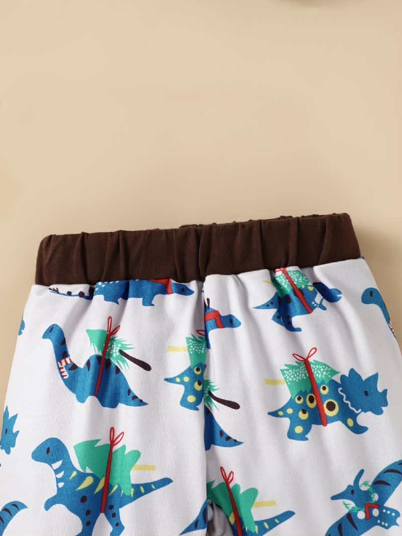 3 Stk Baby Gutter Dinosaur Print Langermet Topp & Bukser & Hat