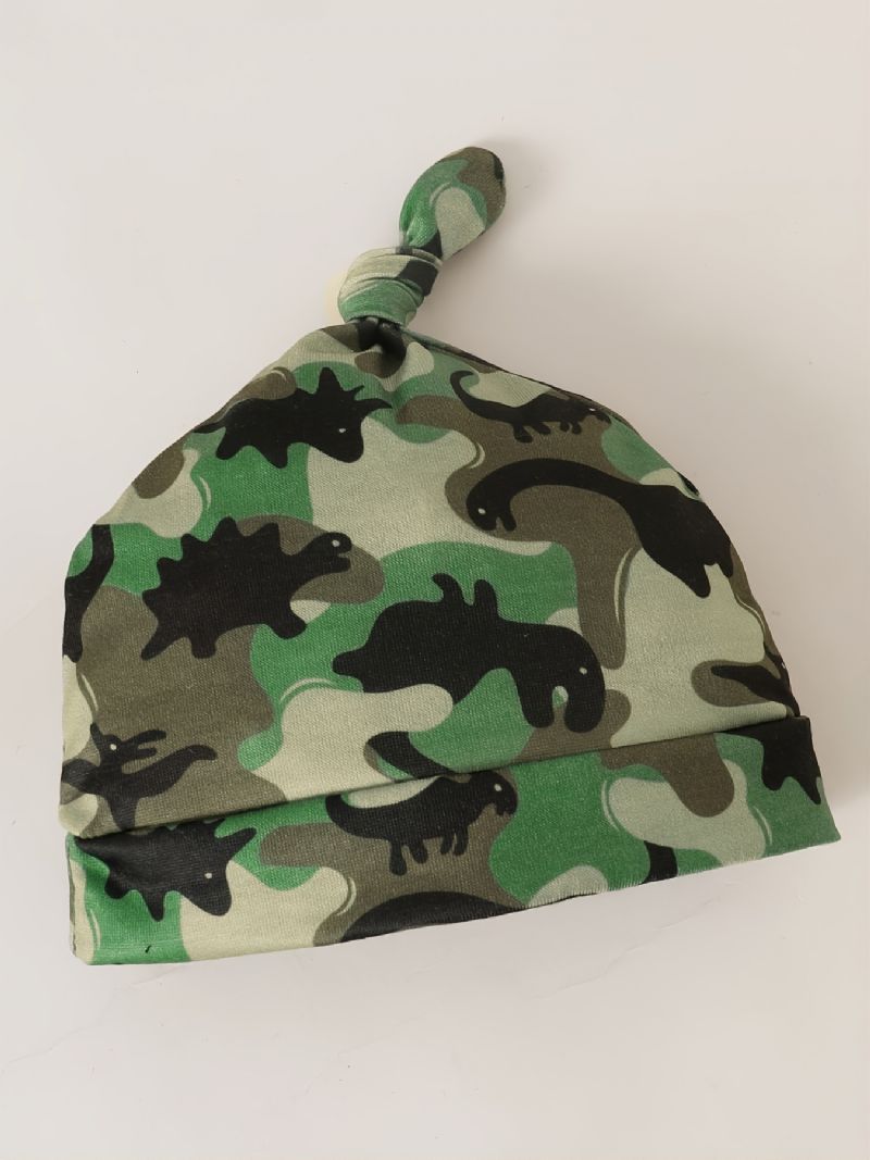 3 Stk Guttedrakter Høst & Vinter Barn Dinosaur Camo Kortermet Bodysuit & Buksesett Med Hatt