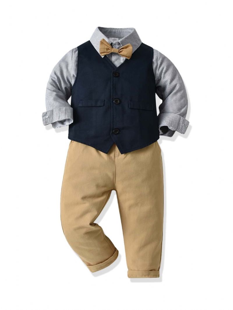 3stk Gutter Gentleman Vest Langermet Skjortedress