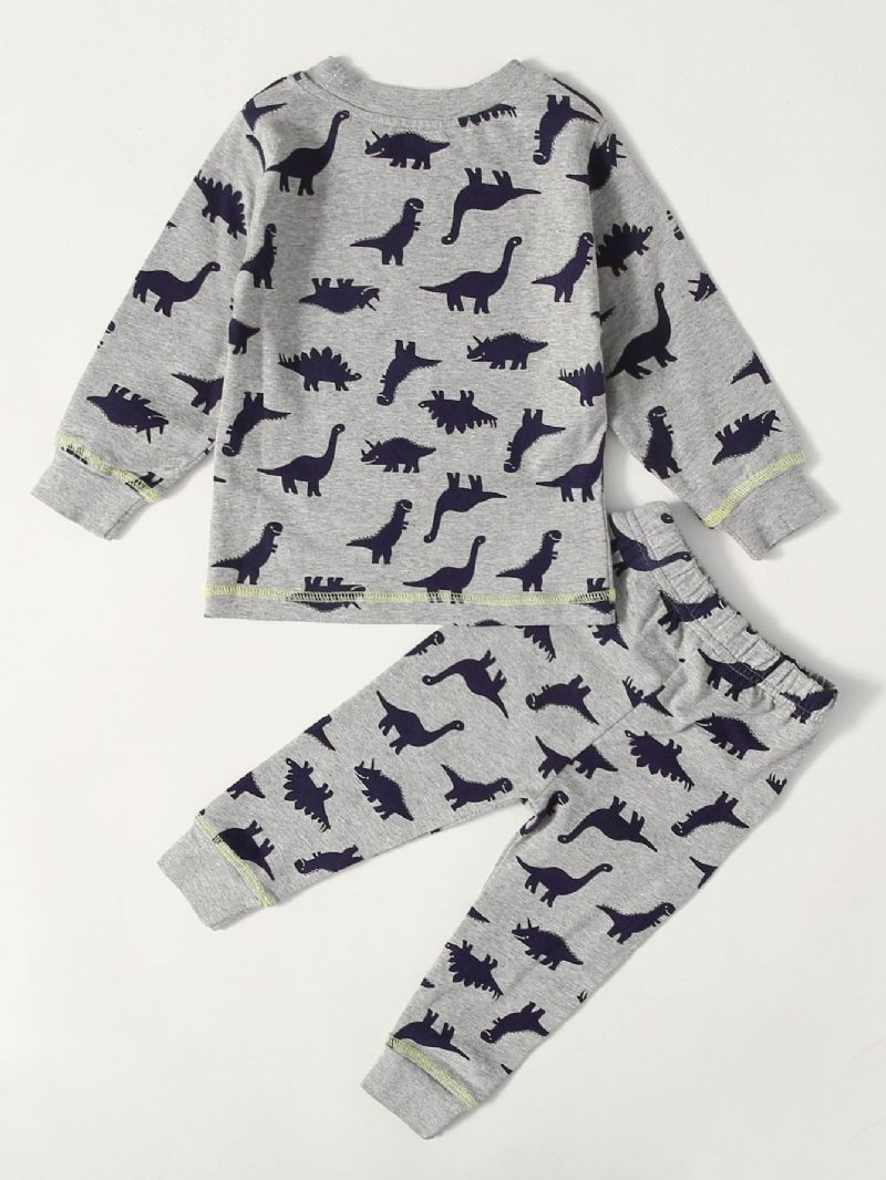 Baby Casual Tegneserie Dinosaur Trykt Sweatshirt Bukser Sett