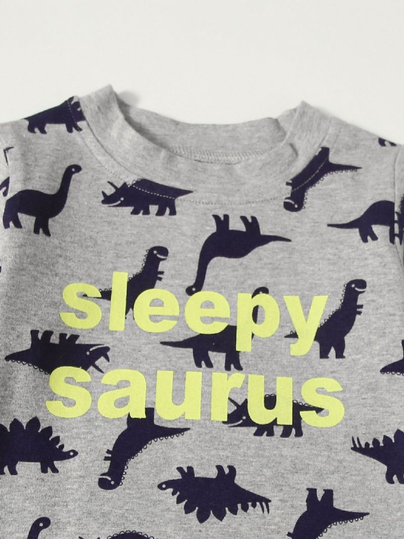 Baby Casual Tegneserie Dinosaur Trykt Sweatshirt Bukser Sett