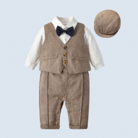 Baby Guttens Gentleman Suit 3 Pakker (jumpsuits + Vest + Hat)