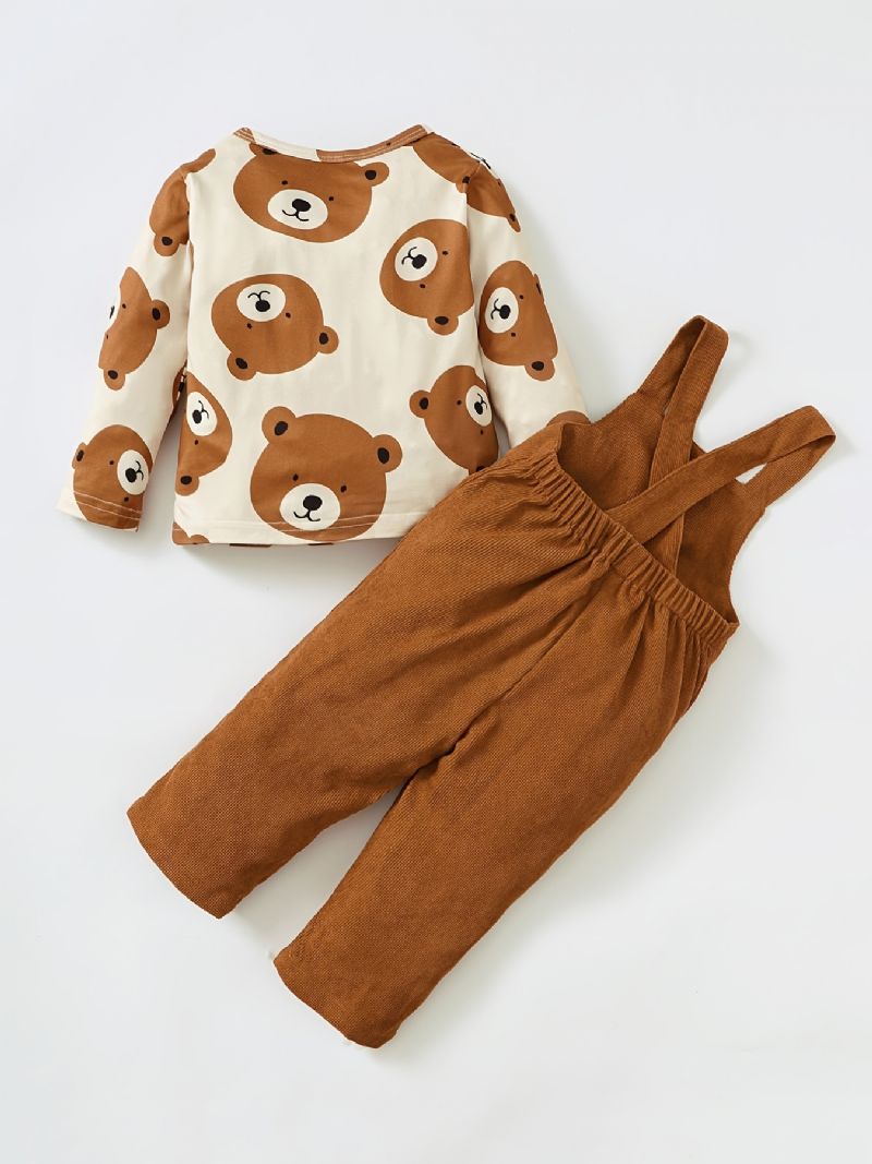 Baby Gutter Bear Print Langermet & Overall Set For Fall Winter Ny