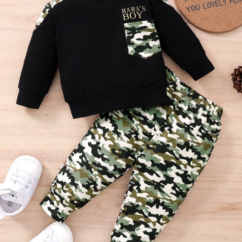 Baby Gutter Camo Pullover Sweatshirt & Matchende Joggebukser Babyklær