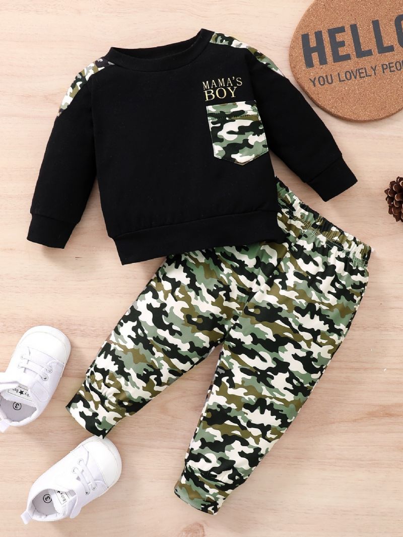 Baby Gutter Camo Pullover Sweatshirt & Matchende Joggebukser Babyklær