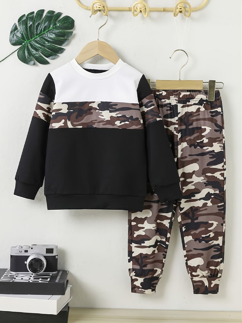 Baby Gutter Camo Pullover Sweatshirt & Matchende Joggebuksesett