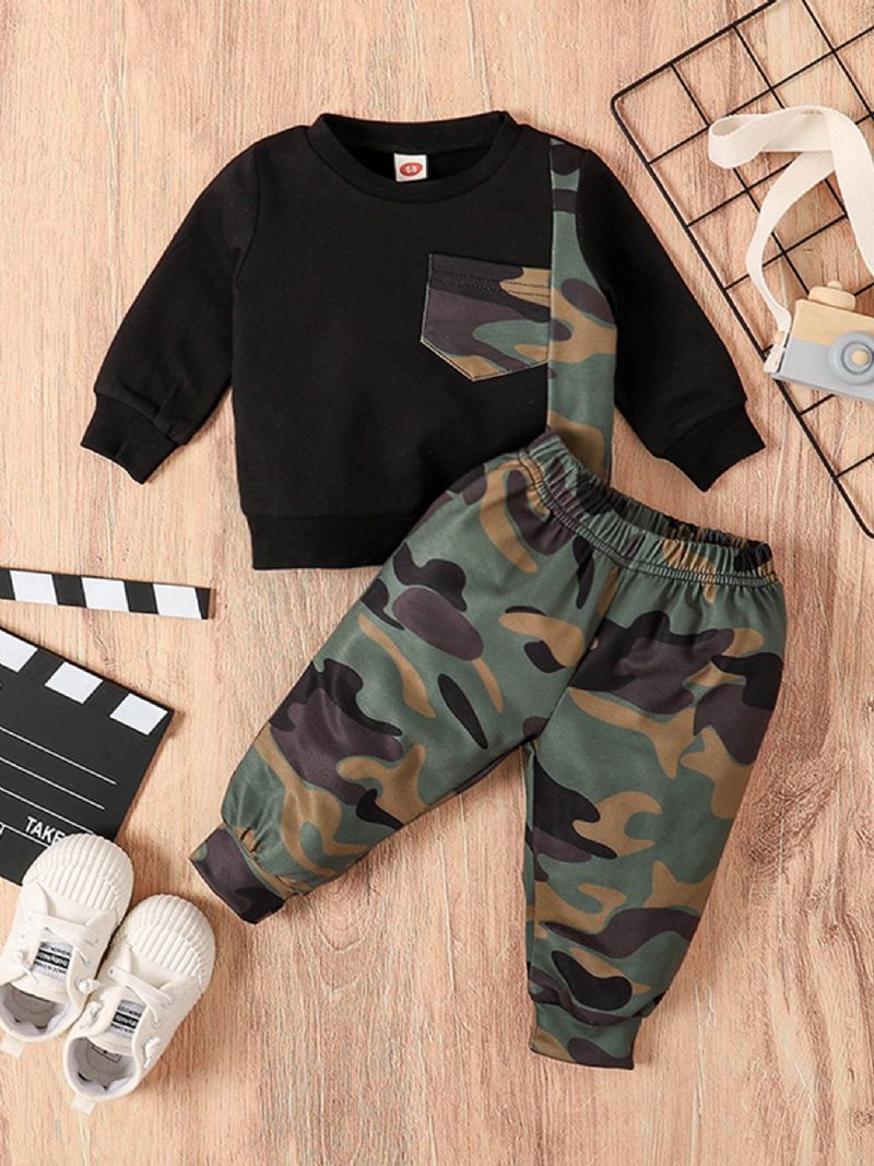 Baby Gutter Camouflage Sweatshirts & Bukser Set Klær Antrekk