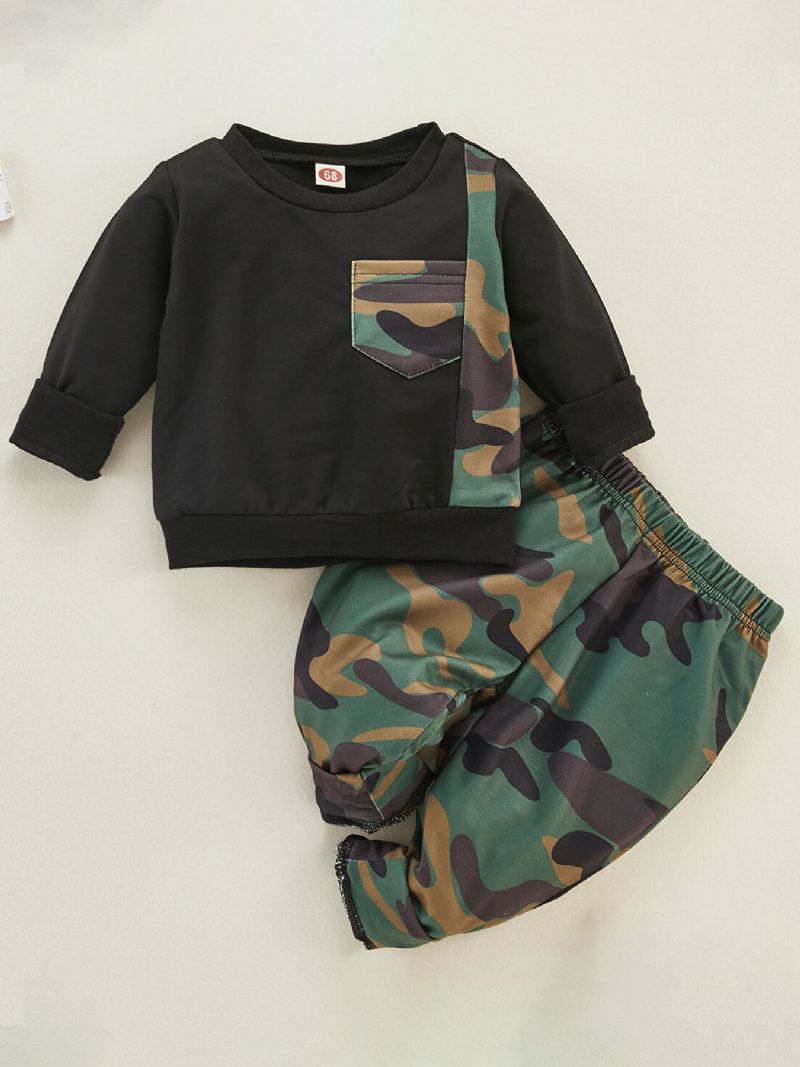 Baby Gutter Camouflage Sweatshirts & Bukser Set Klær Antrekk