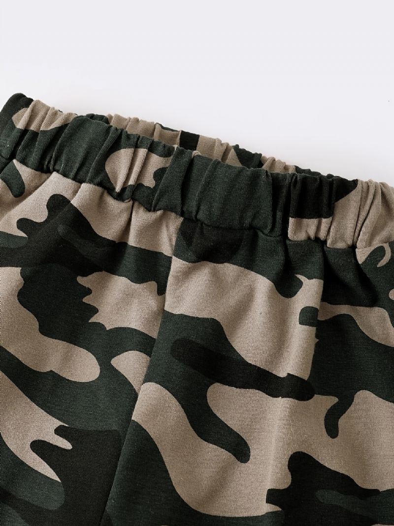 Baby Gutter Casual Active Sett Med Camouflage Love Print Hettegenser Og Bukser