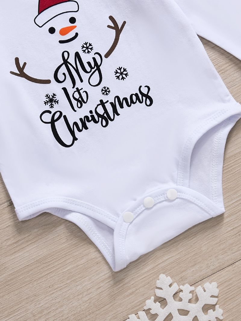 Baby Gutter Christmas Print Onesie Romper Rutete Buksesett