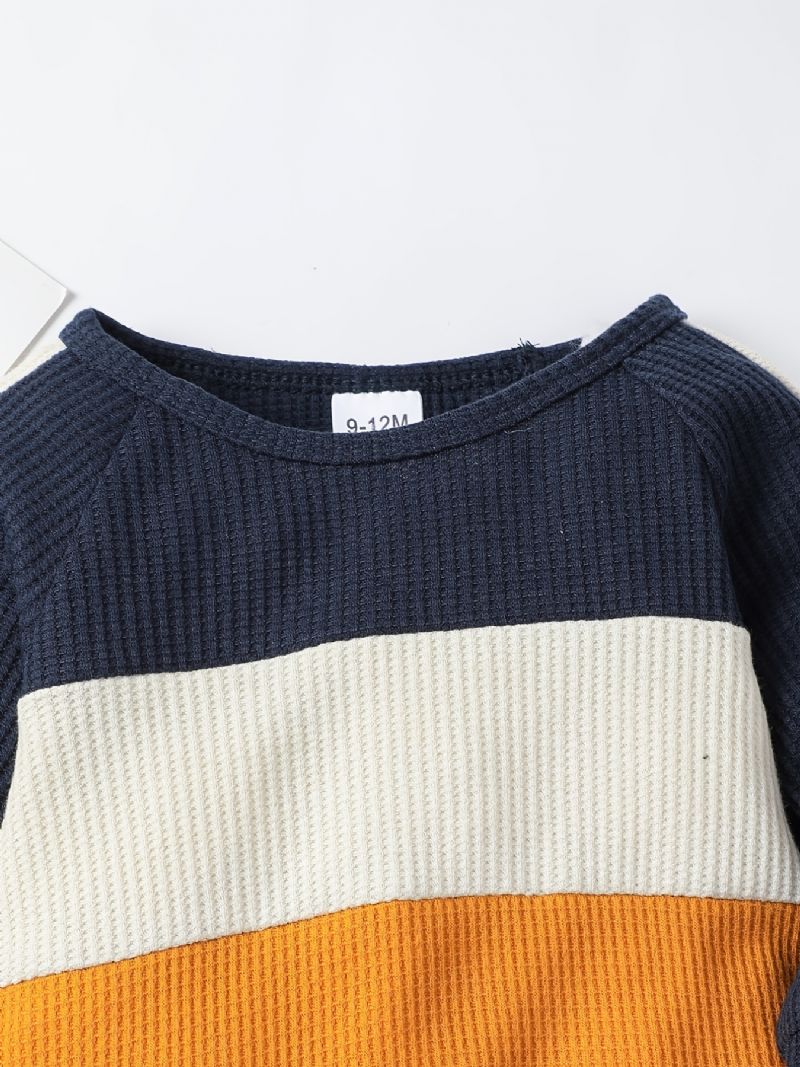 Baby Gutter Colorblock Sweatshirt + Matchende Joggebuksesett Babyklær For Vinteren