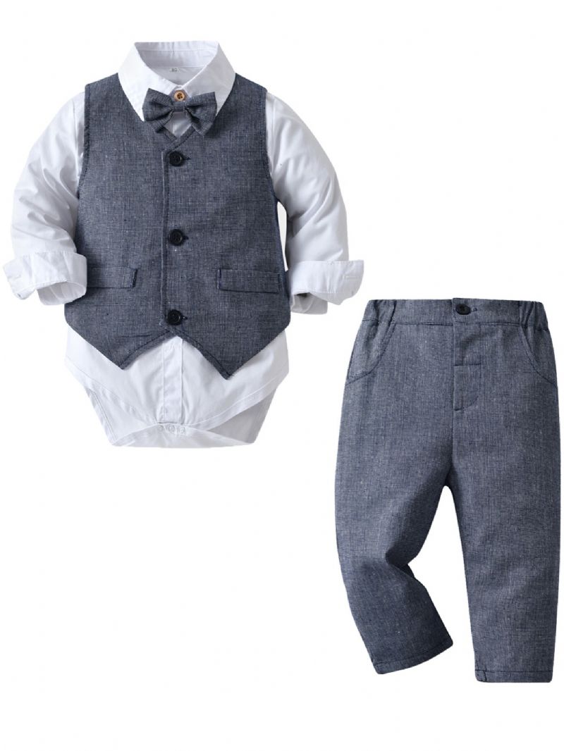 Baby Gutter Gentleman Outfit Formell Dress Langermet Klessett