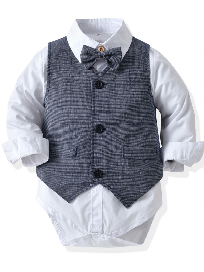 Baby Gutter Gentleman Outfit Formell Dress Langermet Klessett