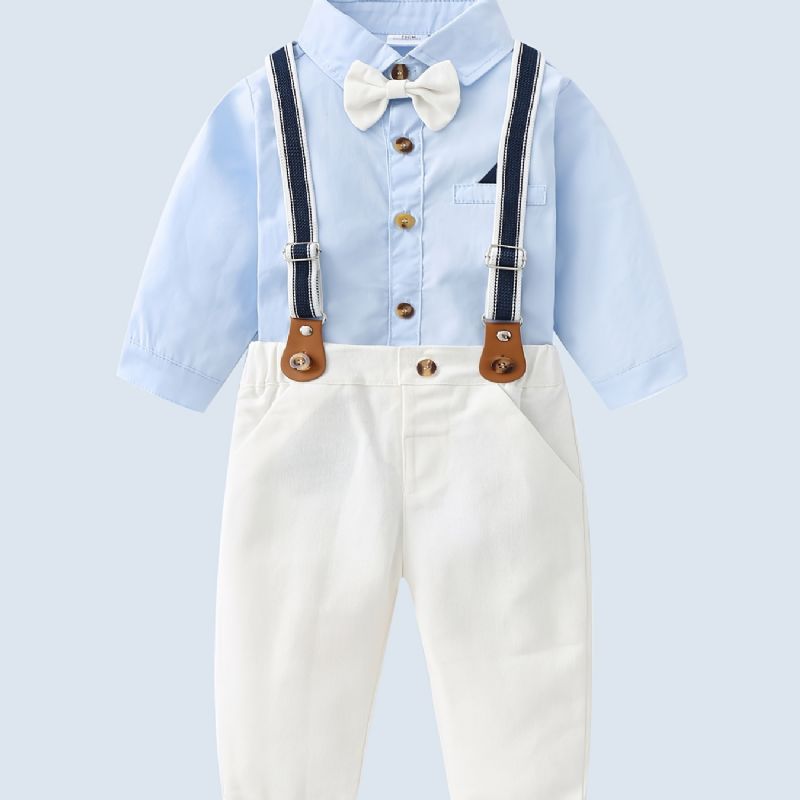 Baby Gutter Gentleman Outfit Langermet Bodysuit & Suspender Pants Set