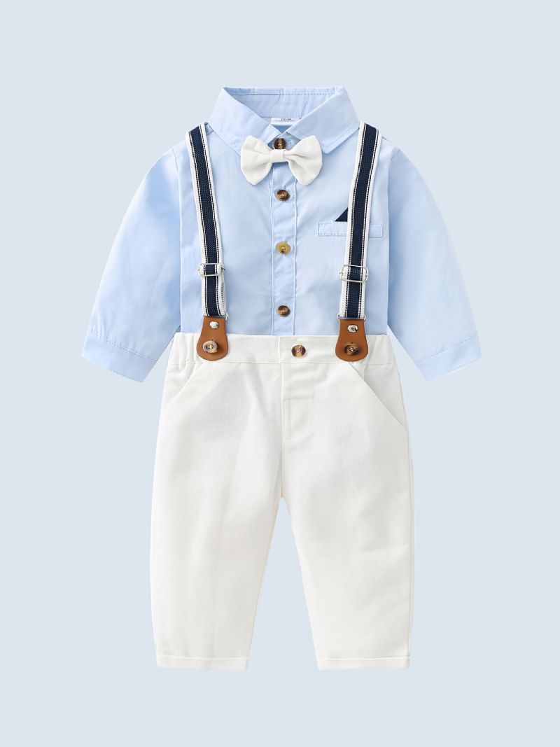 Baby Gutter Gentleman Outfit Langermet Bodysuit & Suspender Pants Set