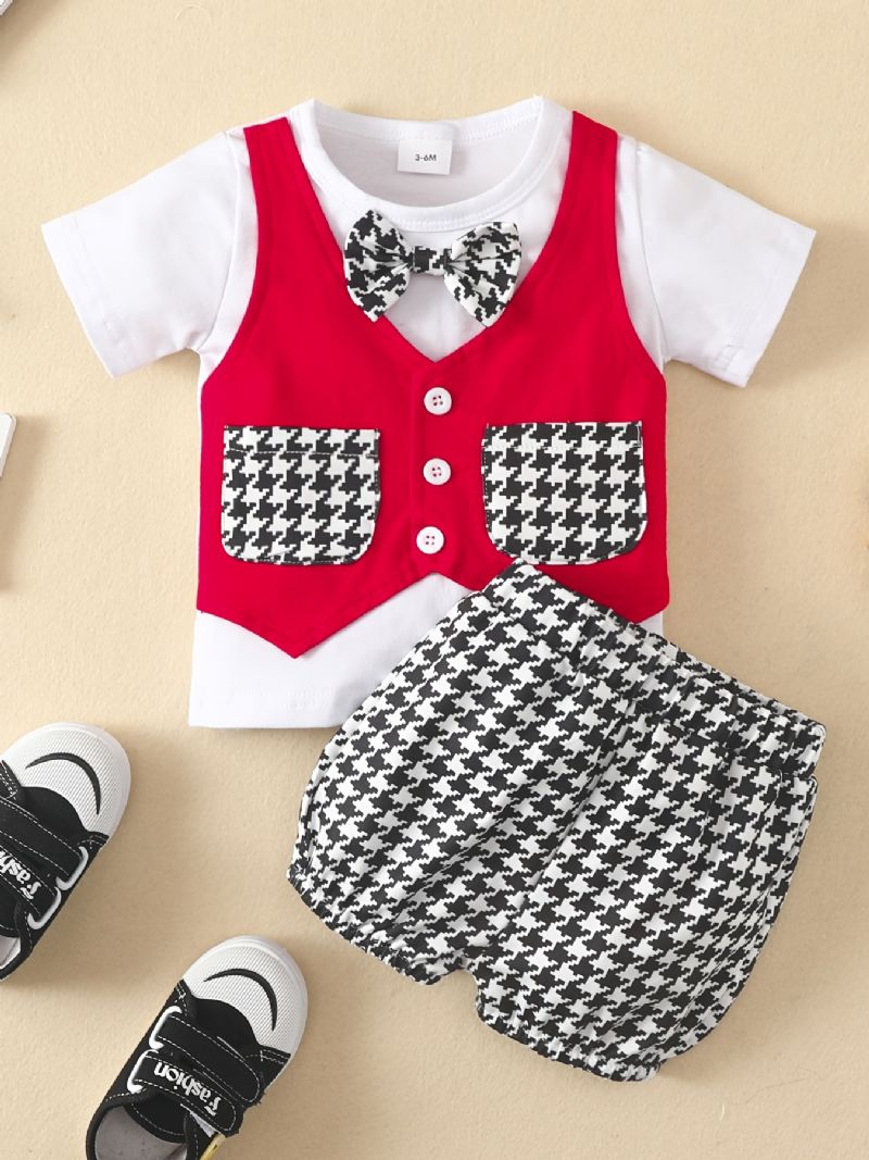 Baby Gutter Gentlemen Outfit Kortermet & Houndstooth Shorts Set