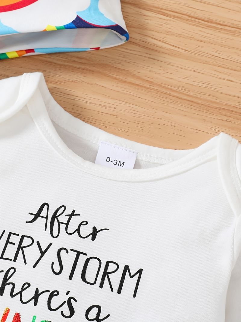 Baby Gutter Jenter Bodysuit & Bukser & Hat Med Slogan Rainbow Grafisk Klær Layette Sett