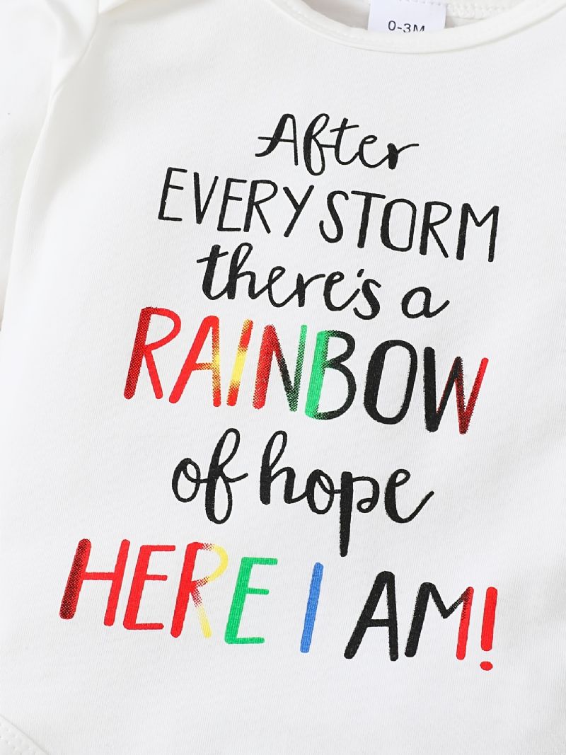 Baby Gutter Jenter Bodysuit & Bukser & Hat Med Slogan Rainbow Grafisk Klær Layette Sett