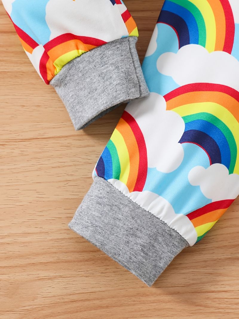 Baby Gutter Jenter Bodysuit & Bukser & Hat Med Slogan Rainbow Grafisk Klær Layette Sett