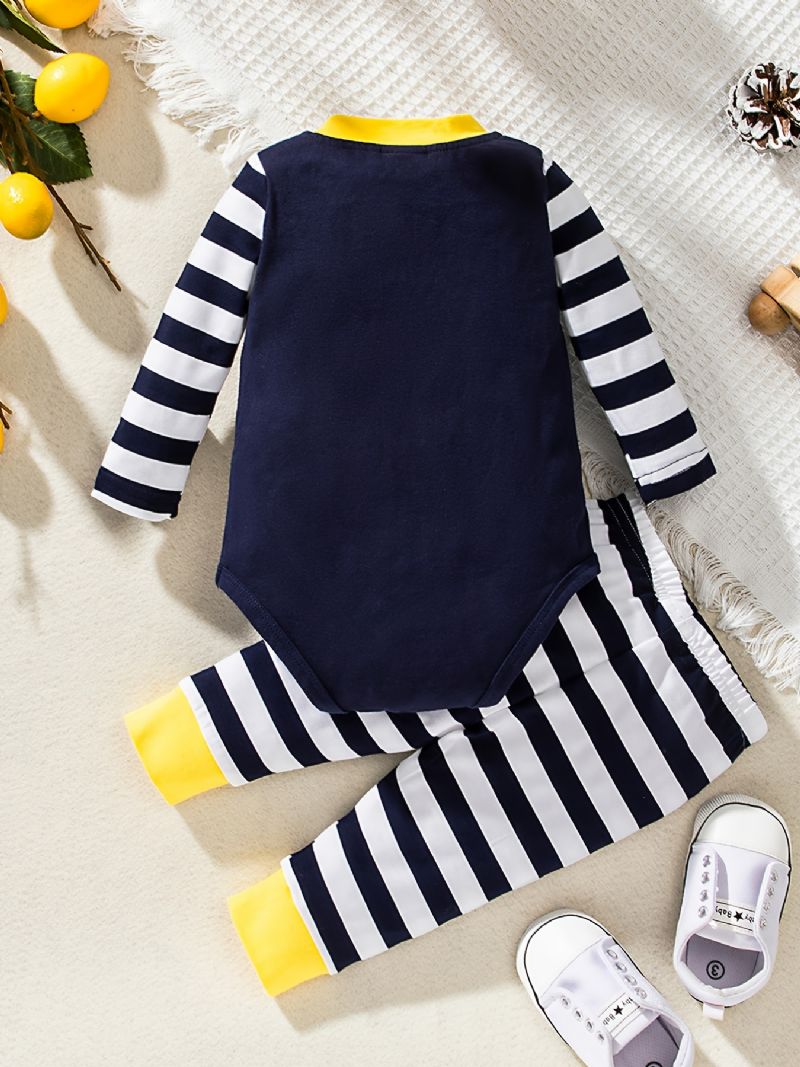 Baby Gutter Jenter Langermet Hjortemønster Romper + Stripete Buksesett Nyfødt Spedbarn Babyklær Layette Sett