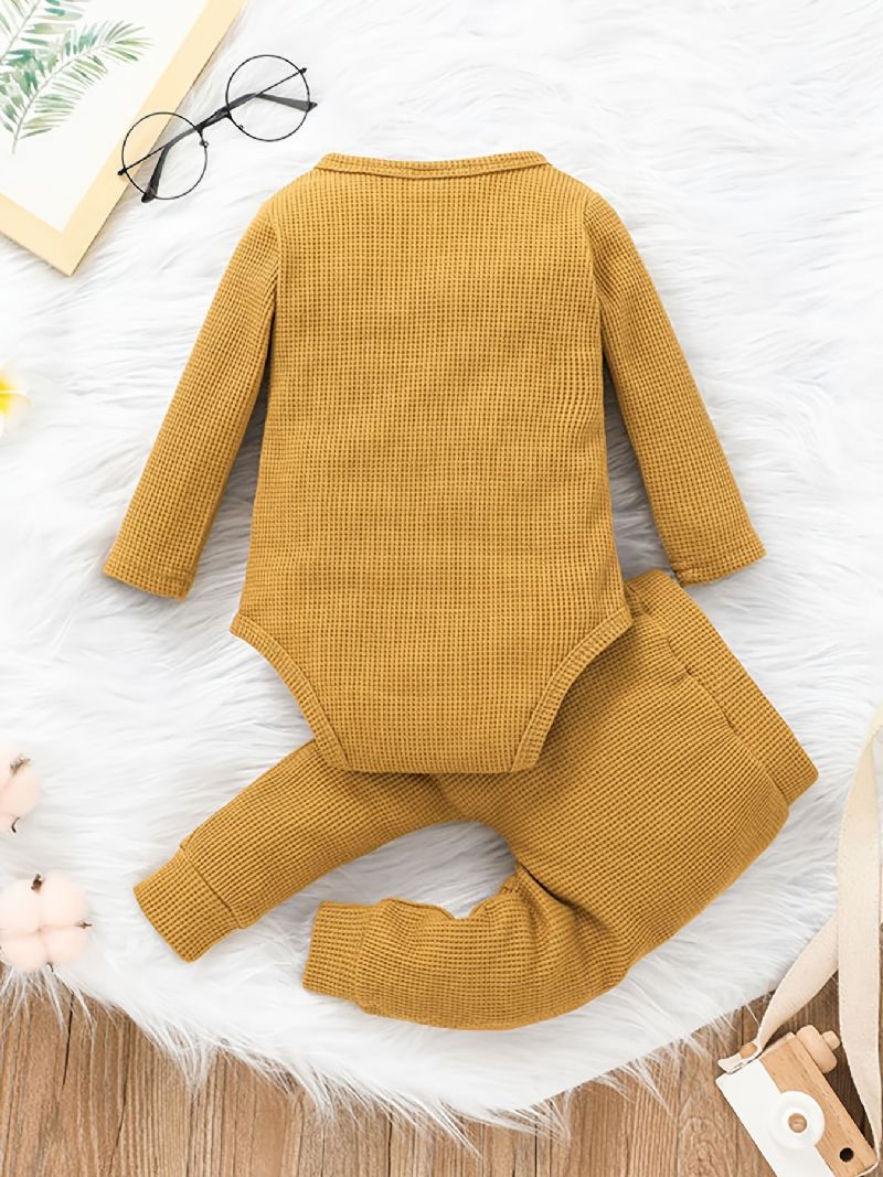 Baby Gutter Jenter Romper Bodysuit + Matchende Bukser Nyfødt Babyklær Antrekkssett