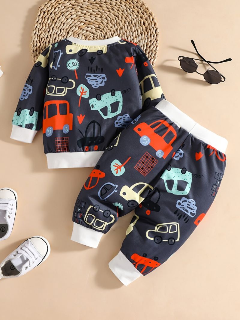 Baby Gutter Print Suits Langermede Buksesett