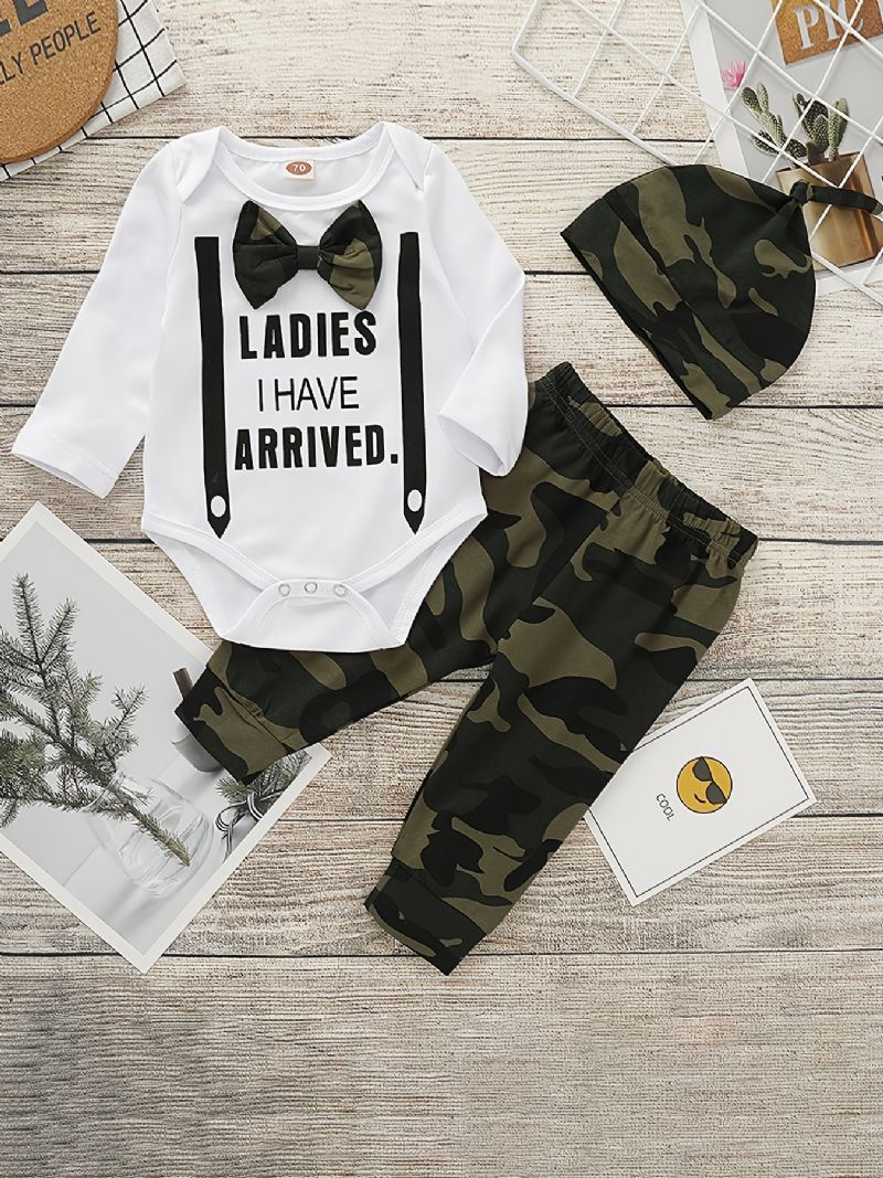 Baby Gutter Rompers & Camo Bukser & Lue Nyfødt Herredress Til Jul