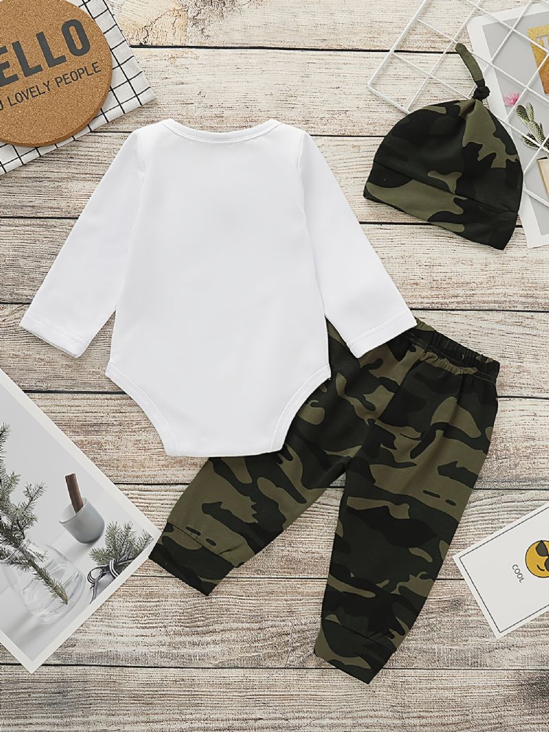 Baby Gutter Rompers & Camo Bukser & Lue Nyfødt Herredress Til Jul