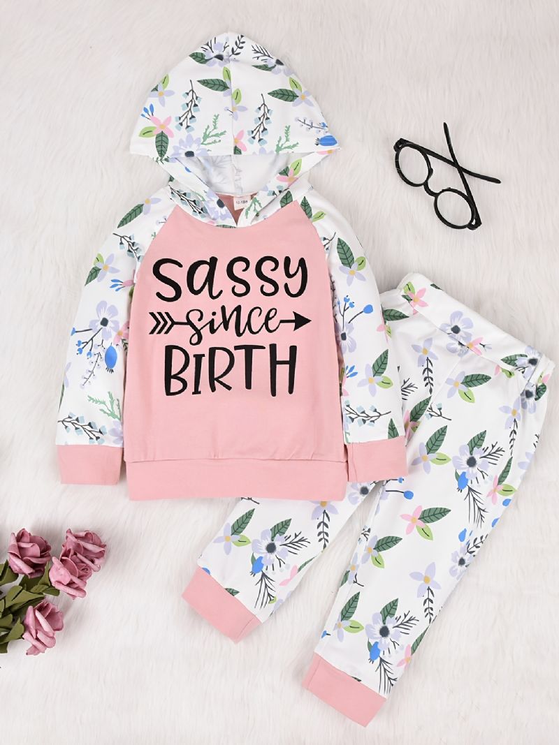 Baby Jenter Alphabet Print Sweatshirt Bukser Sett For Høst / Vinter