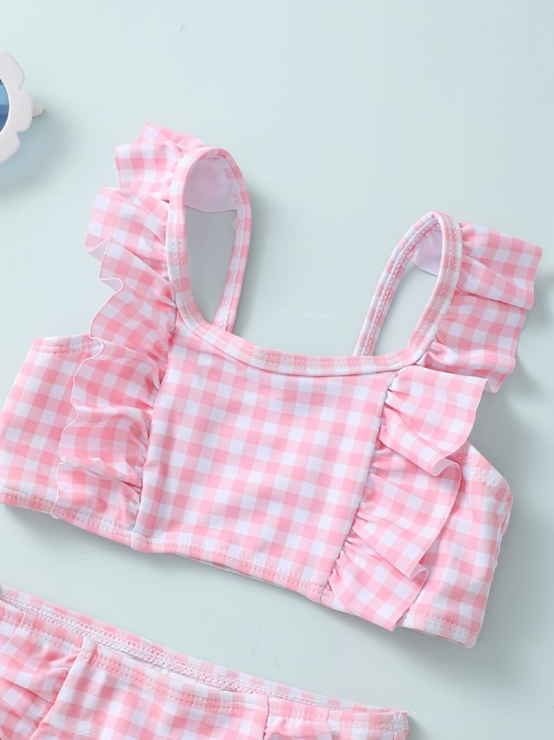 Baby Jenter Badedrakt Ruffle Rutete Camisole + Bunnsett Klær For Ferie