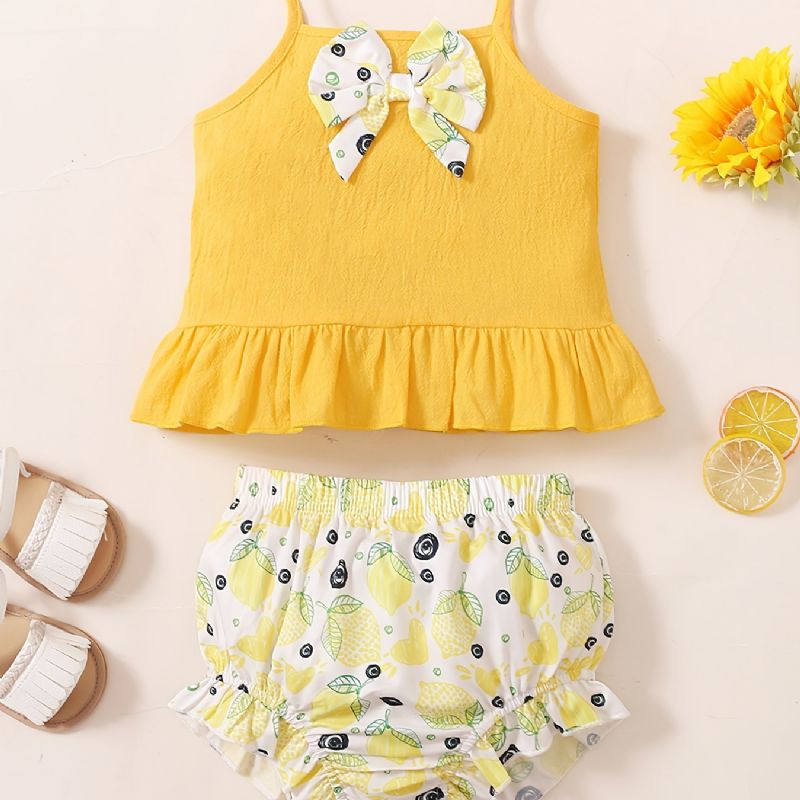 Baby Jenter Camisole Sitron Print Shorts Set