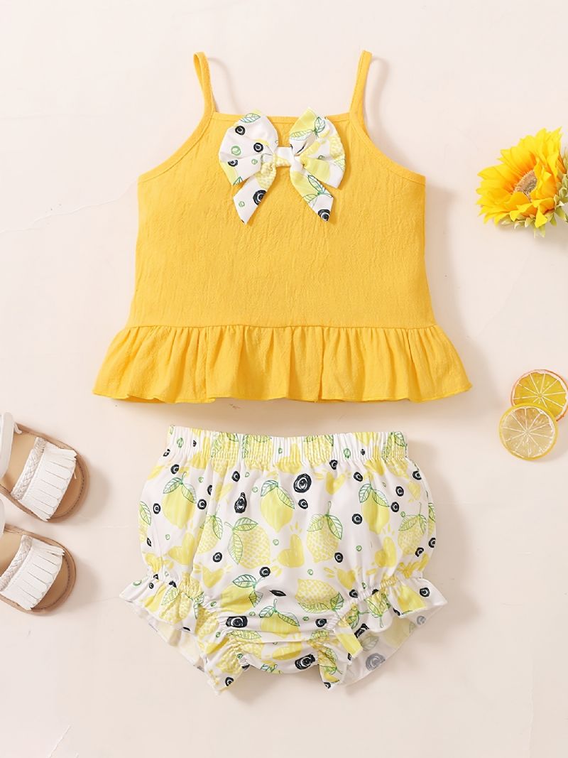 Baby Jenter Camisole Sitron Print Shorts Set