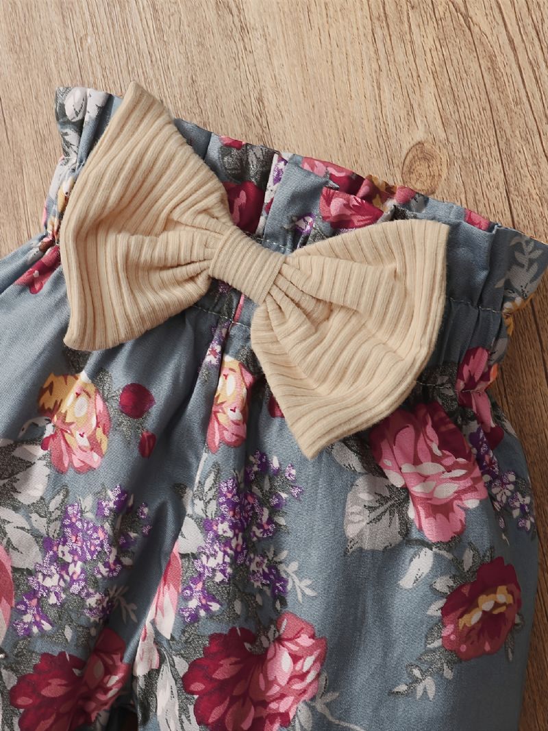 Baby Jenter Floral Bodysuit & Bukser & Pannebånd 3stk / Sett