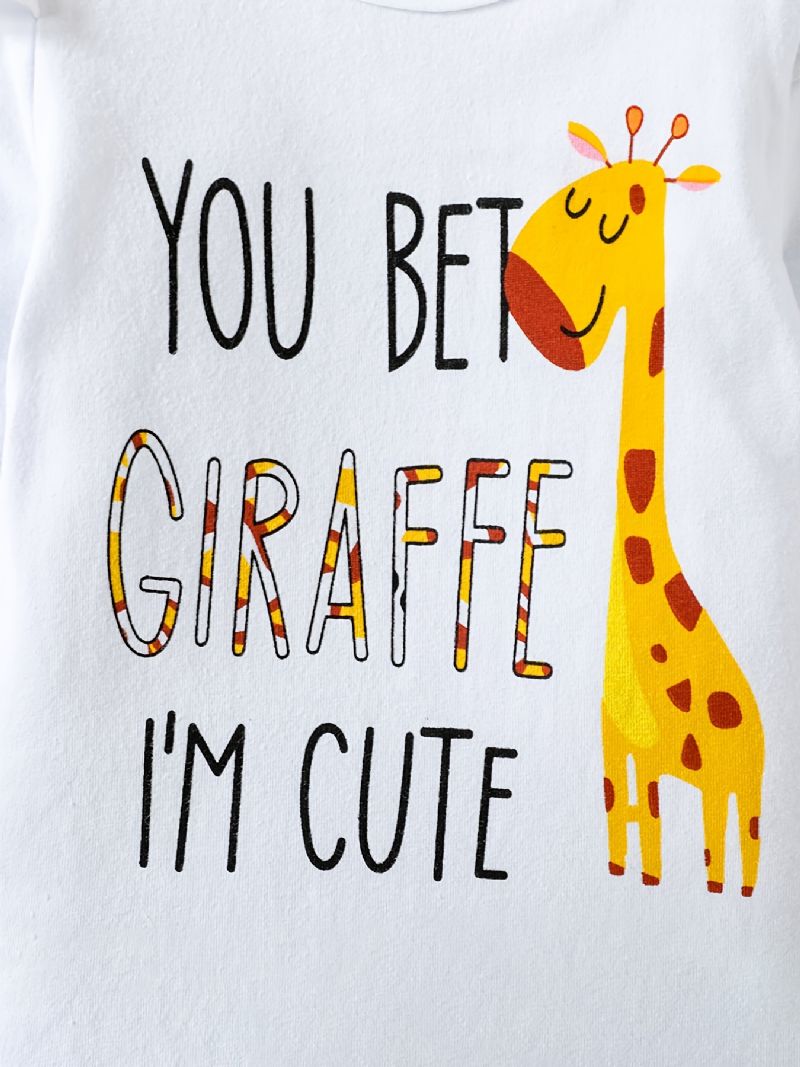 Baby Jenter Girafftrykk Romper Med Volanger + Buksesett Bodysuit Onesie Babyklær