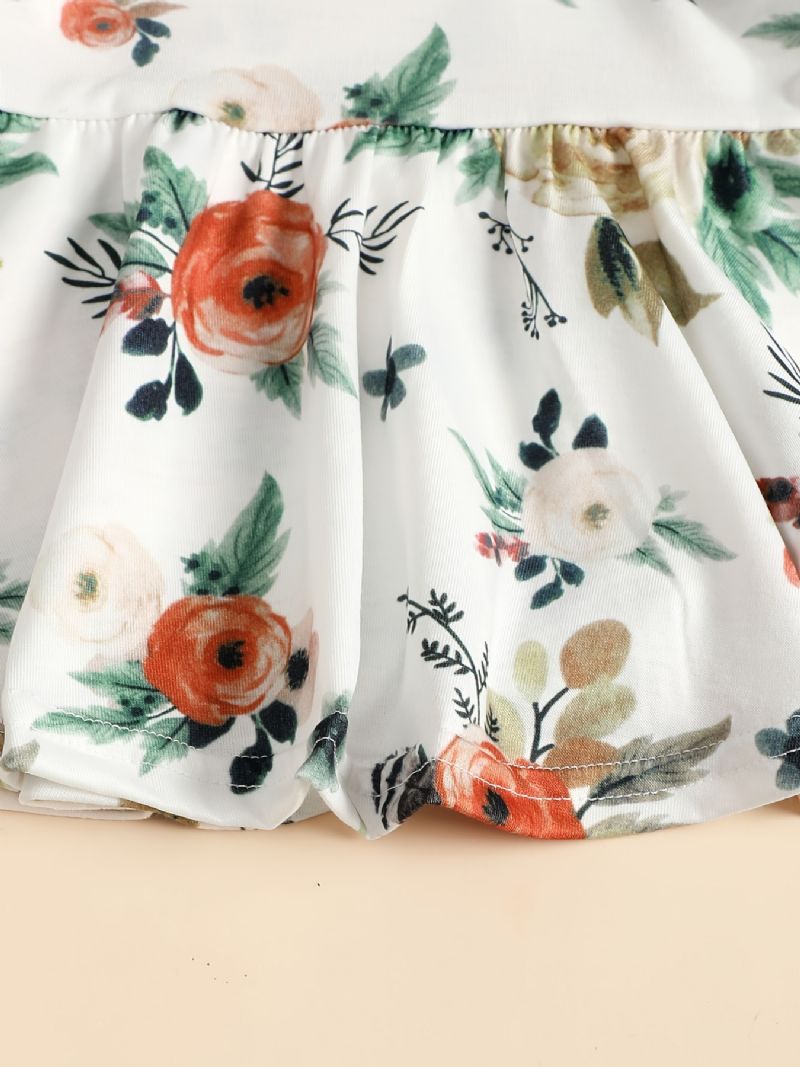 Baby Jenter Langermet Blomsterprint Topp Og Matchende Jeanssett