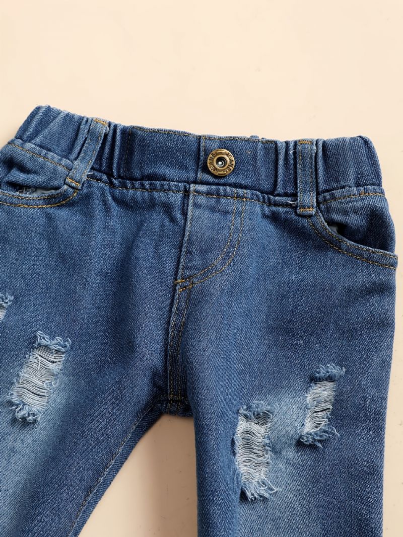 Baby Jenter Langermet Blomsterprint Topp Og Matchende Jeanssett