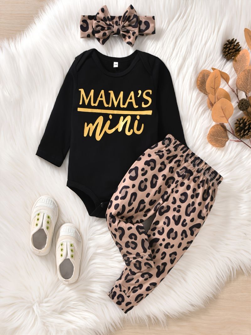 Baby Jenter Mamas Mini Print Romper Leopard Buksesett