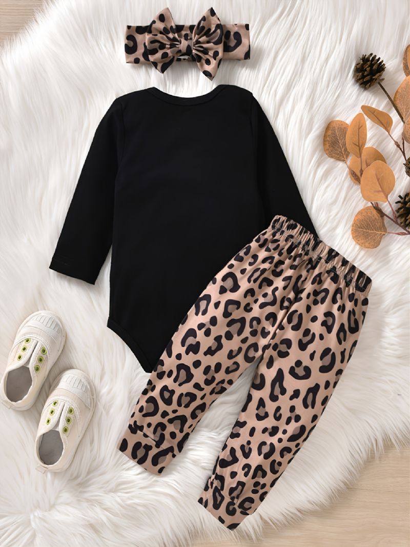 Baby Jenter Mamas Mini Print Romper Leopard Buksesett