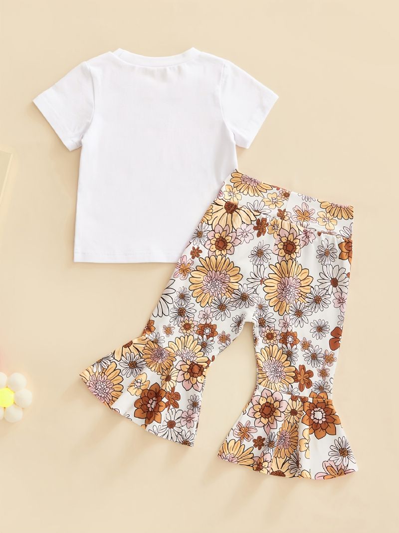 Baby Jenter Print Outfit Kortermet Flared Bukser Set