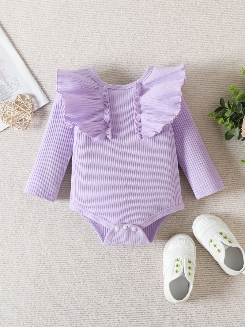 Baby Jenter Ruffle Langermet Bukse + Matchende Blomsterprint Bukser + Pannebånd Bodysuit Onesie Babyklær Dåp Layette Sett