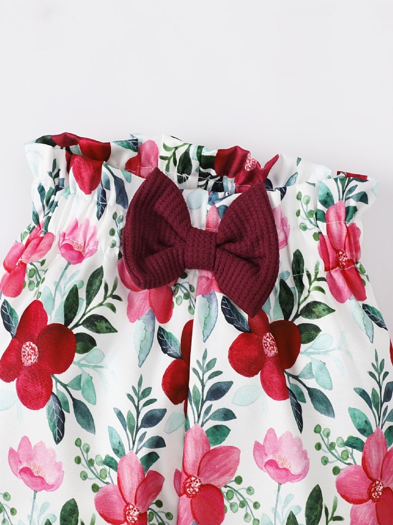 Baby Jenter Ruffle Langermet Top & Floral Print Buksesett