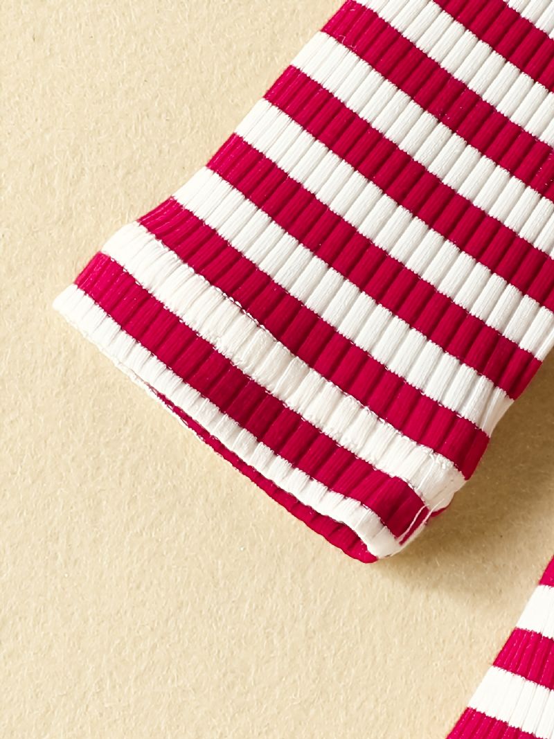 Baby Jenter Stripe Stretch Langermet Buksesett Med Rund Hals