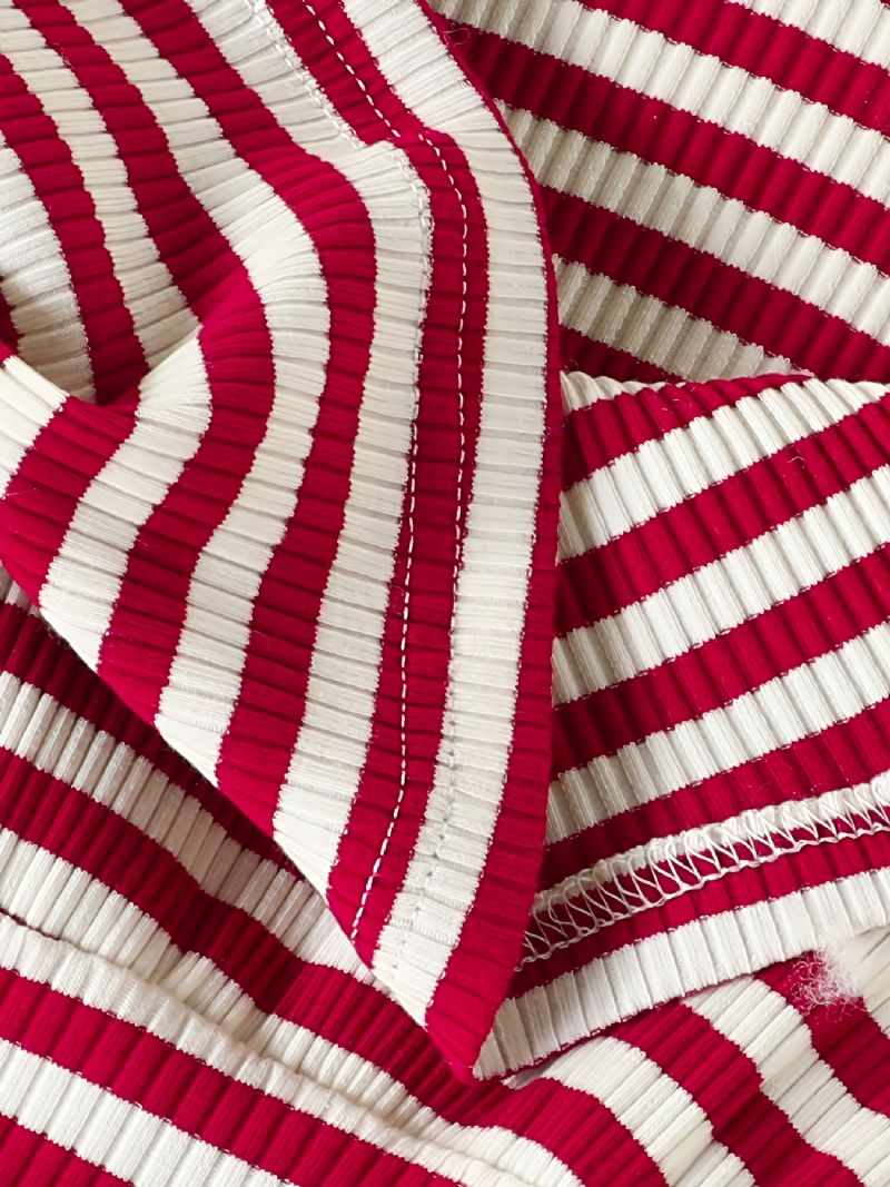 Baby Jenter Stripe Stretch Langermet Buksesett Med Rund Hals