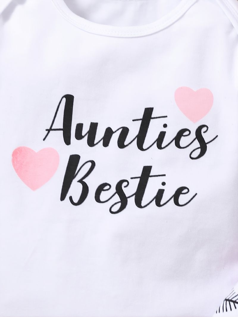 Baby Jenter Valentine's Day Langermet Bodysuit & Heart Print Bukser & Hat & Pannebåndsett