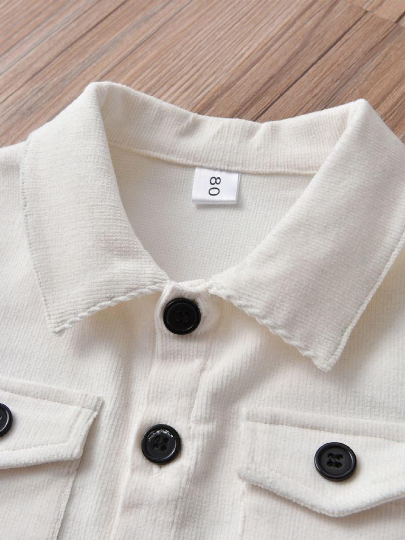 Baby Langermet Lapel Shirt Bukser 2stk Sett Høst Vinter