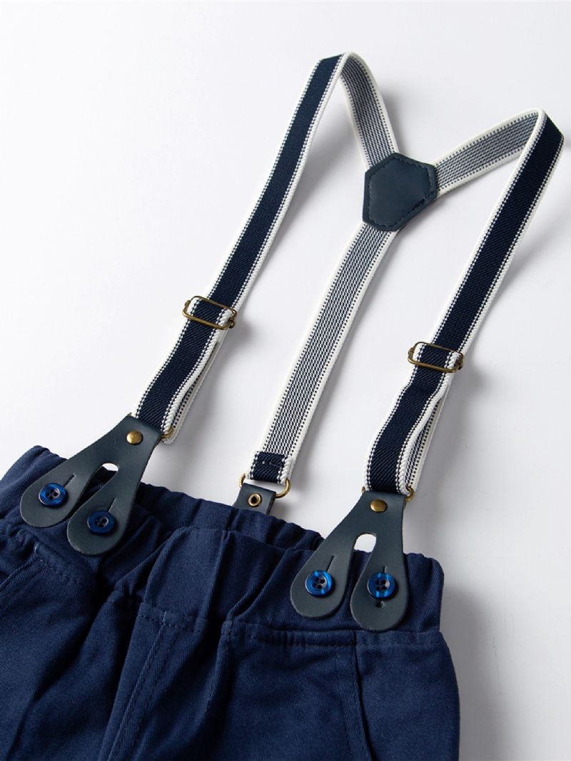 Baby & Little Gutter Gentleman Plaids Sløyfe Skjorte & Suspender Bukser Antrekk Sett