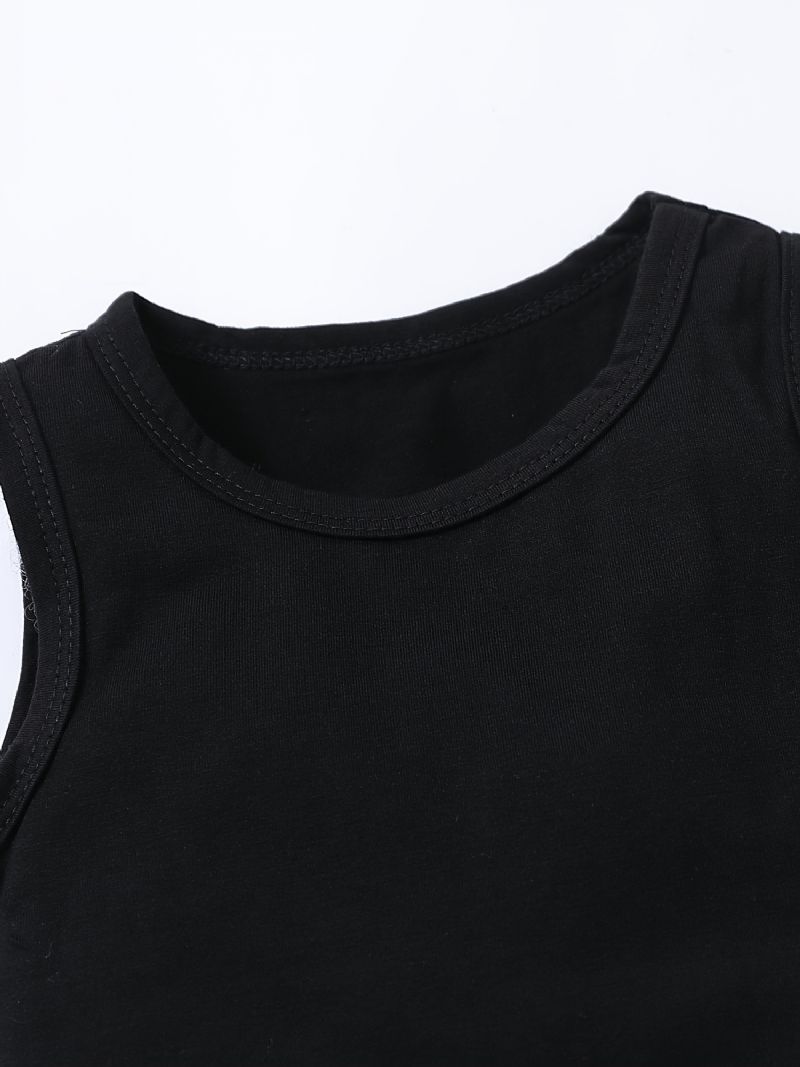 Ermeløs Crop Tank Top For Jenter + Uformelt Buksesett Barneklær Antrekk