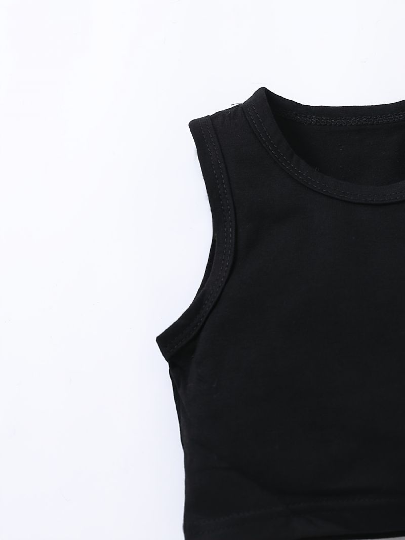 Ermeløs Crop Tank Top For Jenter + Uformelt Buksesett Barneklær Antrekk