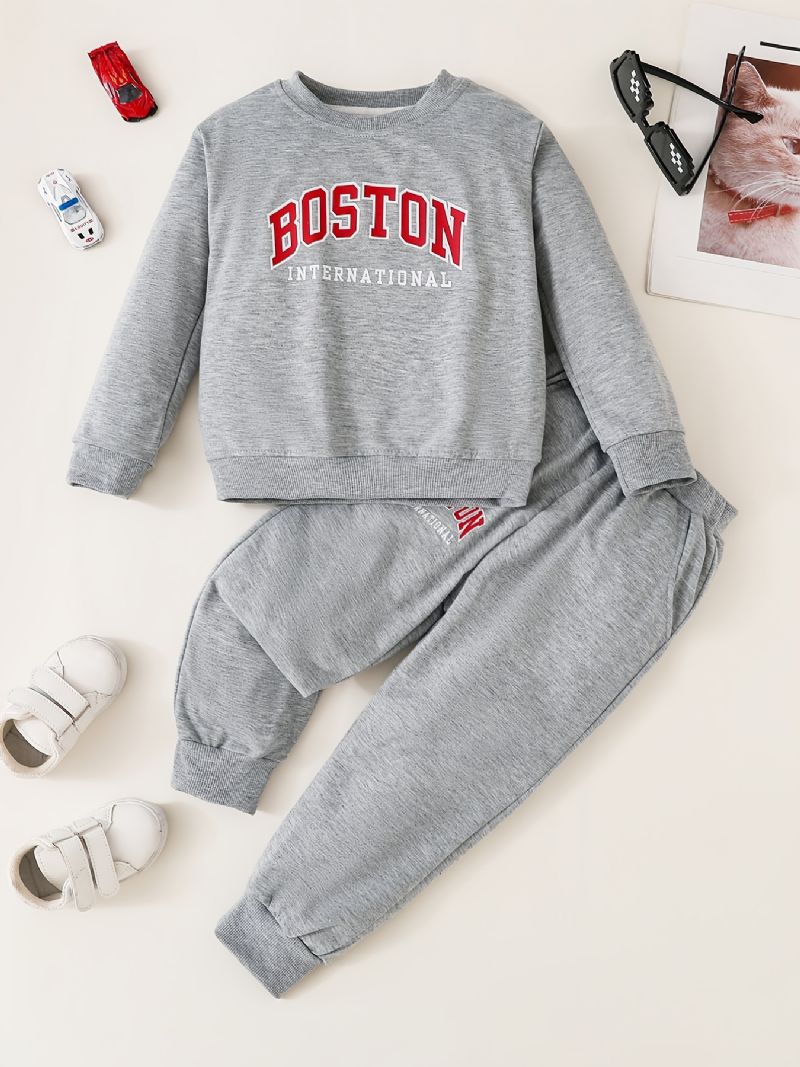 Guttens Boston Print Langermet Sweatshirt & Buksesett