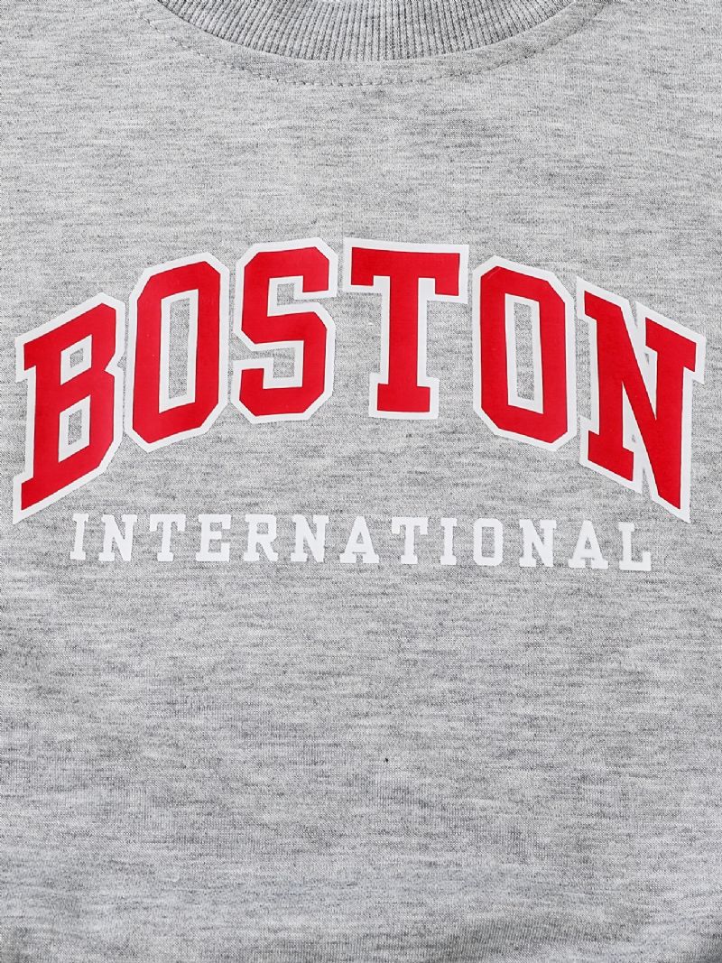 Guttens Boston Print Langermet Sweatshirt & Buksesett